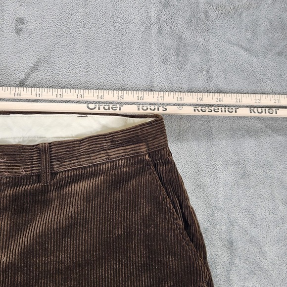 Polo Ralph Lauren Corduroy Pants Mens 35x32 Brown Flat Front Wide Wale Chino - Picture 14 of 16